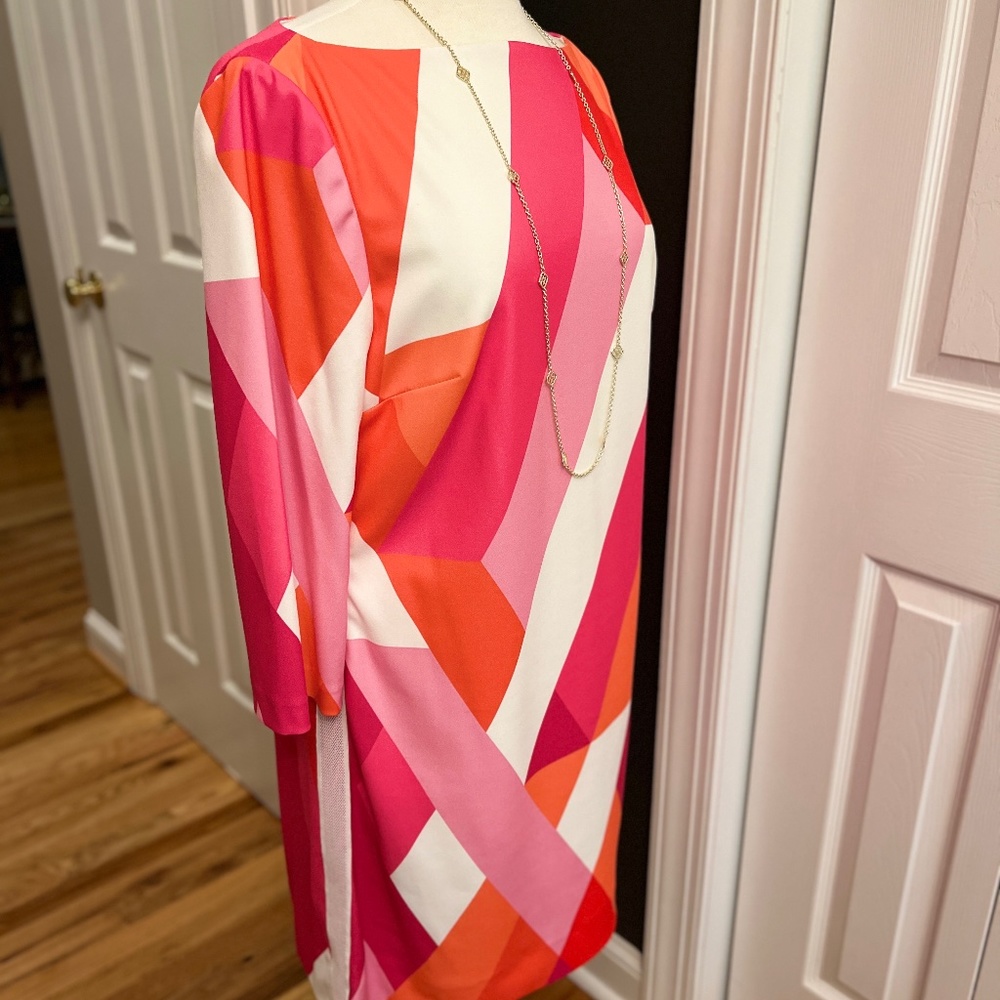 Tahari Arthur S. Levine Size 10. Magenta/White/Orange Geometric Dress. Worn once